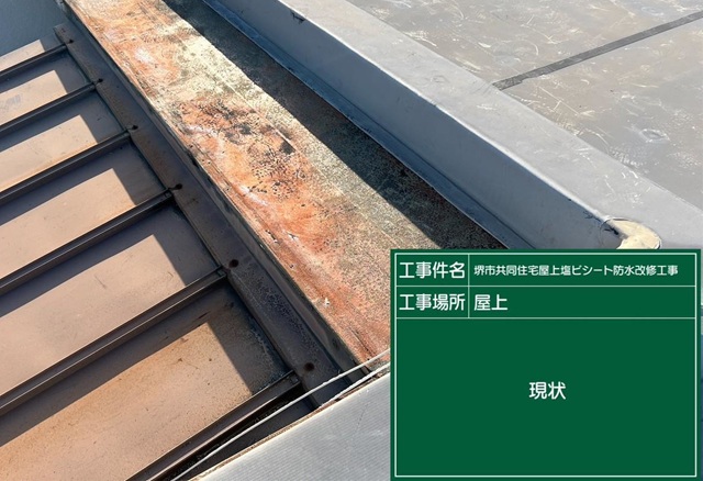 大阪府堺市南区槇塚台・共同住宅｜屋上防水工事(シート防水工法)_施工前 (3)