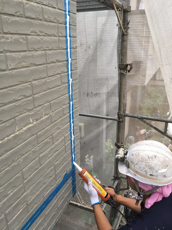 大阪府堺市　外壁塗装　高圧洗浄　コーキング打ち替え工事　オートンイクシード
