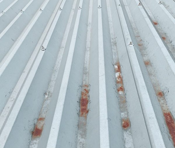 大阪府堺市　屋根塗装　折板屋根　下地処理　エスケー化研 プレミアムシリコン ラジカル制御式