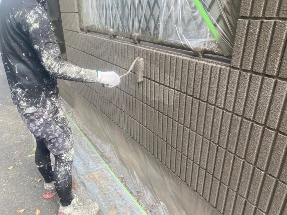 大阪府大阪狭山市　N様邸　屋根・外壁塗装工事　門塀の吹き付け仕上げ塗装