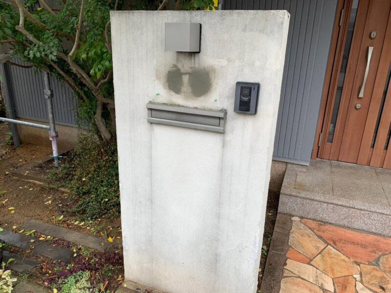 大阪府堺市　S様邸　外壁塗装工事　付帯部　門塀のモルタル補修