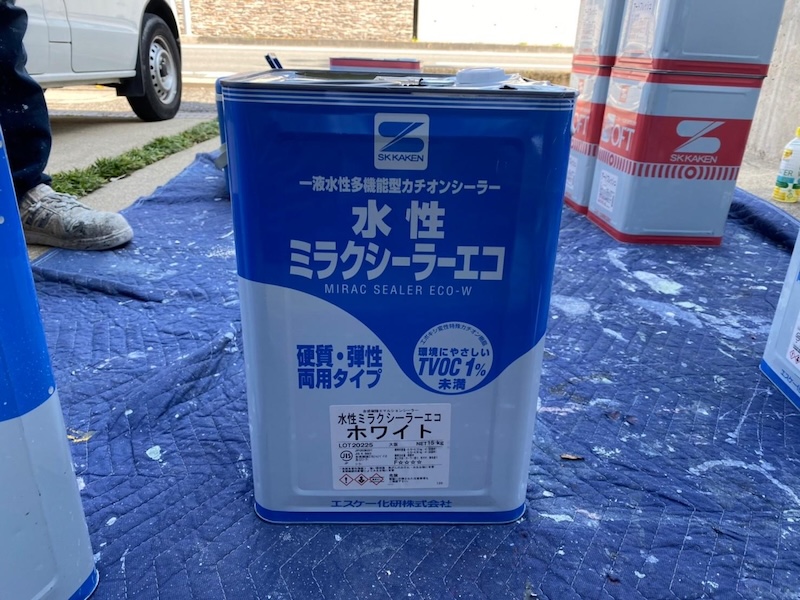 大阪府堺市｜外壁を水性ミラクシーラーエコで下塗りしました