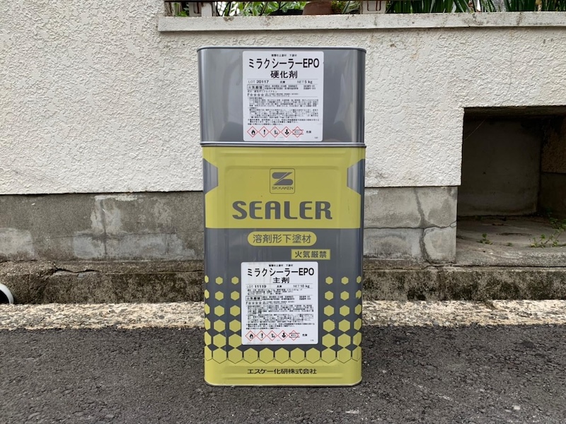 スレート屋根の下塗り ミラクシーラーEPOを塗布｜大阪府堺市南区