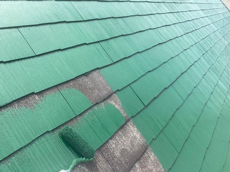 大阪府堺市北区｜スレート屋根の仕上げ ブラックからグリーンにイメージチェンジしました！