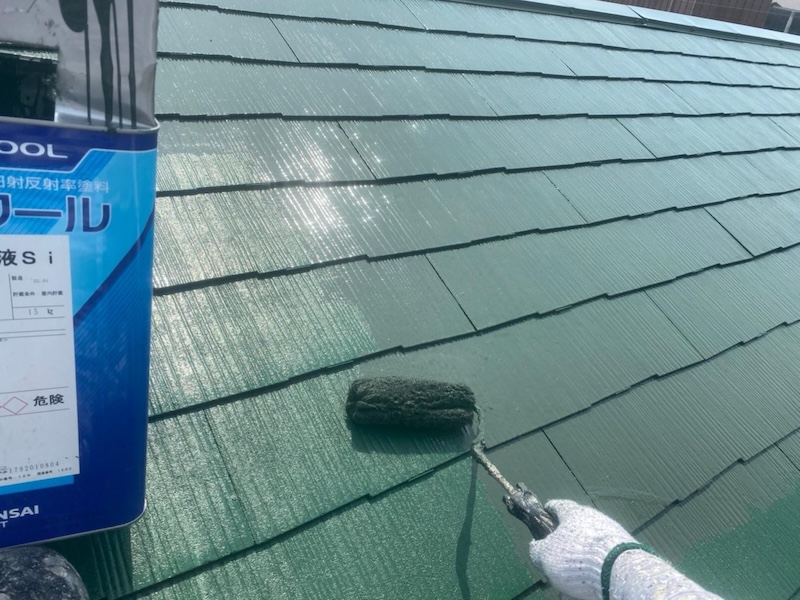 大阪府堺市北区｜スレート屋根の仕上げ ブラックからグリーンにイメージチェンジしました！