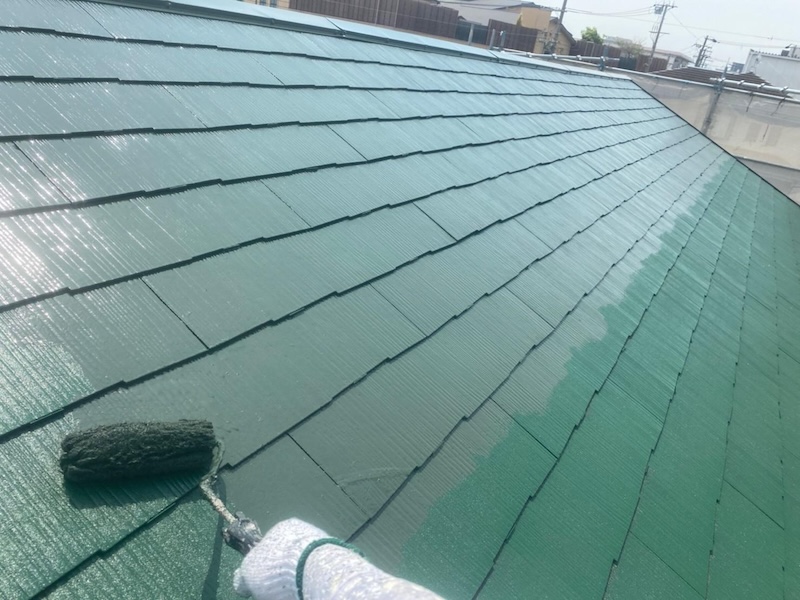 大阪府堺市北区｜スレート屋根の仕上げ ブラックからグリーンにイメージチェンジしました！