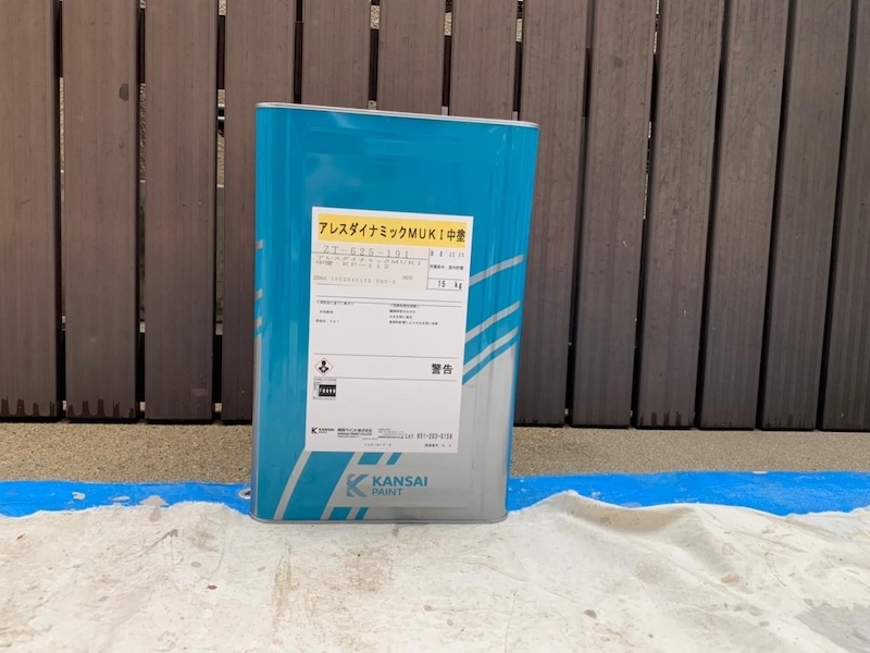 外壁塗装の中塗り〜上塗り アレスダイナミックMUKIで仕上げ|大阪府堺市南区