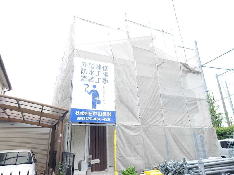 K様邸 屋根塗装・外壁塗装工事のご依頼!仮説足場の組み立て設置|大阪府堺市中区